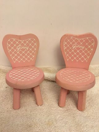 Vintage Vogue Ginny Pink Wood 2 Chairs