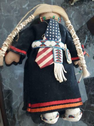 Vintage Cloth Doll Native American with beads and shells 2