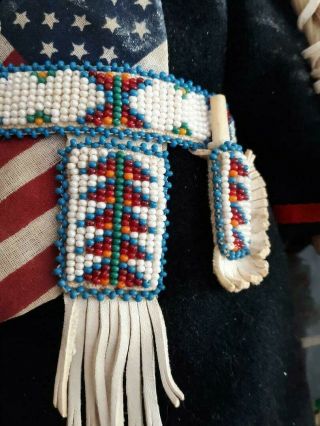 Vintage Cloth Doll Native American with beads and shells 4