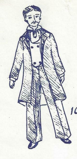 6 " Antique Miniature Dollhouse Man Doll Cloth Body & Suit Coat Pants Vest Pattern