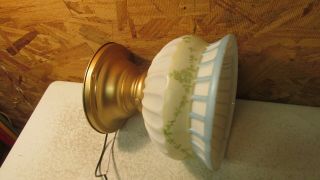 Antique Brass Ceiling Light Fixture Blue & White Floral Shade