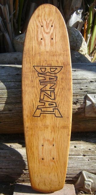 Vintage Solid Oak BANZAI Tall Oak Skateboard Deck.  G&S Sims Logan Hobie 2