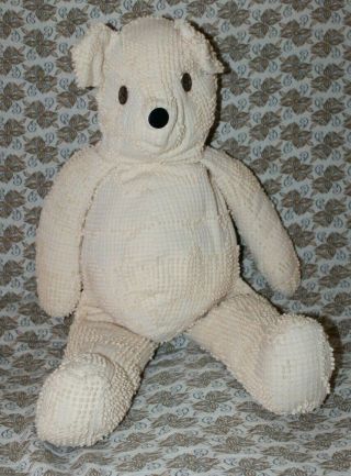 Teddy Bear Handmade From Vintage Chenille Bed Spread Cream