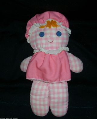 12 " Vintage Fisher Price Lolly Dolly Pink Rattle 420 Stuffed Animal Plush Toy