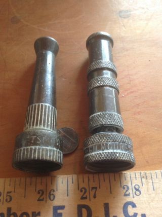 2 Vintage Antique Brass Water Hose Nozzles Tool Craftsman Gilmour Collectible