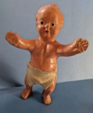 Vintage Antique Baby Doll Molded Composition Miniature 4 "