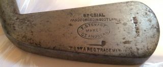 Authentic Antique T.  Stewart St.  Andrews Hickory Wood Shaft Golf Club Mid - Iron
