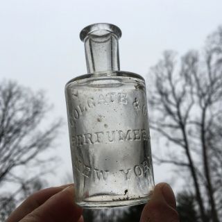 Blown Perfume Bottle Colgate & Co Perfumers York Ny Round Clear 1890s
