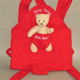 American Girl Bitty Baby Front Pack Red Baby & Bear Carrier Includes Bear