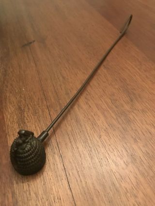 Vintage Brass Bumble Bee on Hive Candle Snuffer 12 