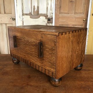 Vintage Low Oak Cabinet With Drawer Tv Stand? Dovetail Utility Drawers
