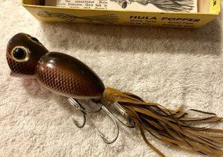 Fishing Lure Fred Arbogast Hula Popper Rare Brown Scale Color Box Bottom Beauty