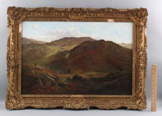 19thc Antique Henry Hilton English Shepherd Sheep Bucolic Landscape Oil Painting