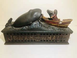 Antique Cast Iron " Jonah And The Whale " Mechanical Bank
