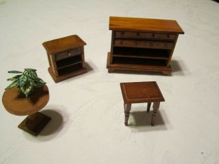 Vintage Miniature Dollhouse 4 Piece Furniture Set Wood