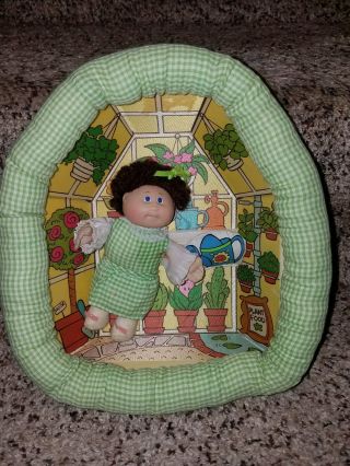 Cabbage Patch Kids Pin Up Green House Brown Haired Girl Coleco 1983 Vintage