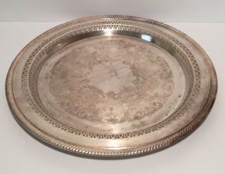 Antique Wm Rogers Silver Plated 12 1/4 " Round Pierced Serving Tray Platter 170