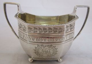 Antique Georgian Style Sterling Silver Sugar Bowl,  185 Grams
