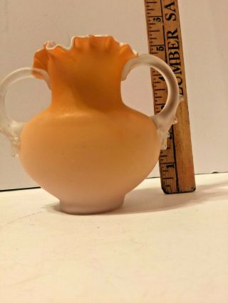 Antique Peach Blow Satin Glass Double Handle Vase