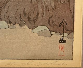 Old Japanese Hiroshi Yoshida Woodblock Print Misty Day in Nikko Pencil Sg Seal 3