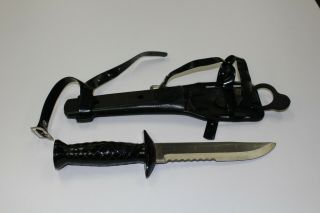 Vintage Aqua Lung Us Divers Co Scuba Knife Dagger & Sheath Japan Pat 214031