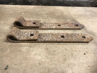 Pair Vintage Antique 8 1/2 " Rustic Iron Strap Hinges Barn Gate Door