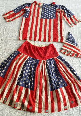 Antique 45 Star American Flag 4th Of July Parade Dress Patriotic Costume