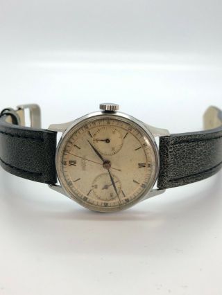 Angelus Vintage Mechanical Chronograph Mens Watch Stainless Steel
