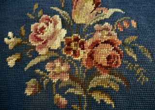 Vintage Antique Elegant Floral Chair Seat Pillow Finished Completed Needlepoint