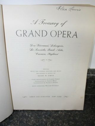 Antique SHEET MUSIC BOOK A Treasury Of Grand Opera HENRY W.  SIMON 1946 2