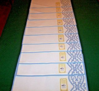 10 Fabulous Blue Embroidered Placemats,  " Lenox Heritage ",  Ex.  Cond.