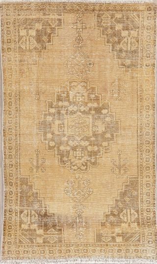 Antique Worn Geometric Muted Kashmar Oriental Area Rug Distressed Carpet 4 