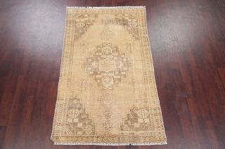 Antique WORN Geometric MUTED Kashmar Oriental Area Rug Distressed Carpet 4 ' x 6 ' 2