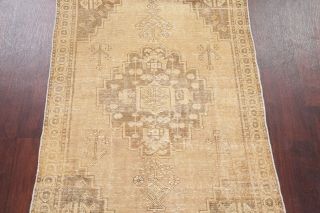 Antique WORN Geometric MUTED Kashmar Oriental Area Rug Distressed Carpet 4 ' x 6 ' 3