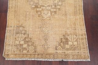 Antique WORN Geometric MUTED Kashmar Oriental Area Rug Distressed Carpet 4 ' x 6 ' 5