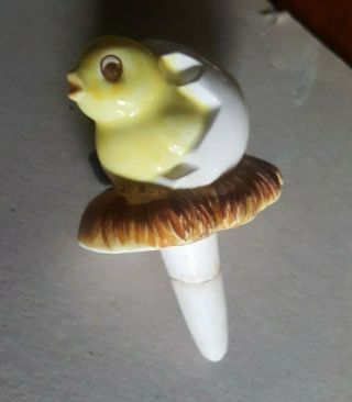 Vintage Pottery Self Watering Plant Spike Baby Chick In Shell
