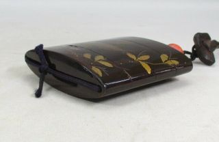 A767 Real Japanese old lacquered pillbox INRO with MAKIE and long SASHI - NETSUKE 5