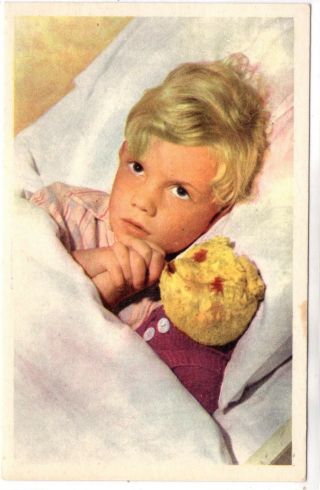 1930 - S Little Boy With Teddy Bear Antique Postcard Finland Finnish