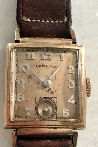 Vintage Hamilton Mens Watch 14k Gold Filled 19 Jewels 982 Art Deco J148263 Perry