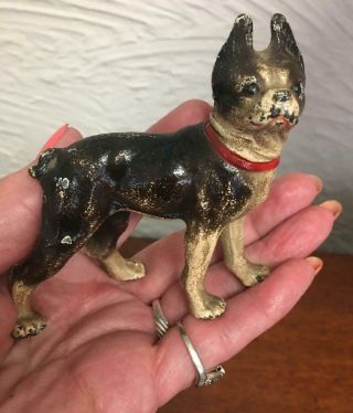 Antique Hubley Cast Iron Dog Boston Terrier Paperweight Size 3 "