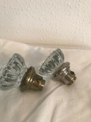 Reclaimed Architectural Vintage Door Knobs Metal 12 Point Glass 2” Clear Glass