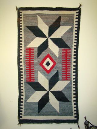 Antique Navajo Pictorial Double Saddle Blanket Valero Star Native American Rug