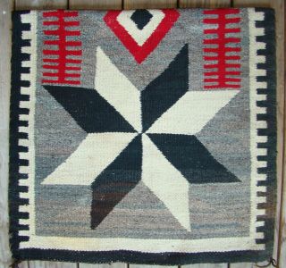 Antique Navajo Pictorial Double Saddle Blanket Valero Star Native American Rug 2