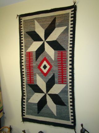 Antique Navajo Pictorial Double Saddle Blanket Valero Star Native American Rug 8