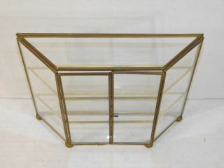 Vtg Brass Glass Curio Cabinet Mirror Display Case Wall Table Mount Storage Shelf 2