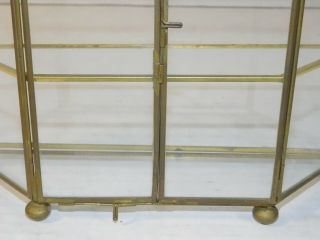 Vtg Brass Glass Curio Cabinet Mirror Display Case Wall Table Mount Storage Shelf 4