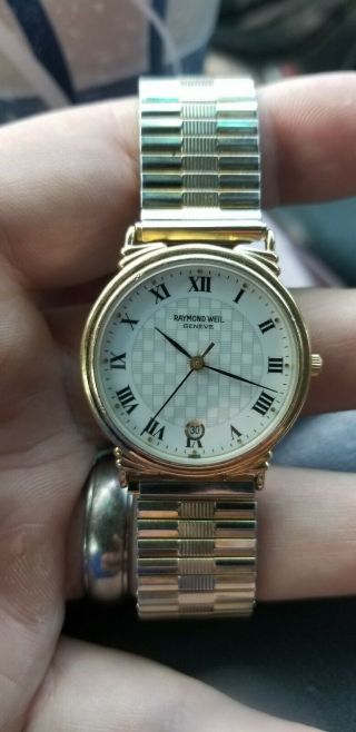 Raymond Weil Geneve White Dial Metal Stretch Band Watch 5531