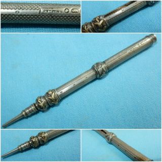 Antique 1835 Sampson Mordan & Gabriel Riddle Sterling Silver Propelling Pencil