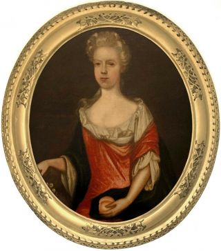 Portrait Of A Young Lady Antique Oil Painting 18th Century English School