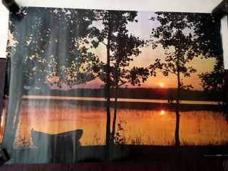 27x39 Vintage 1978 Scandecor Poster Finland Scenic Forest Lake Fall Row Boat B8
